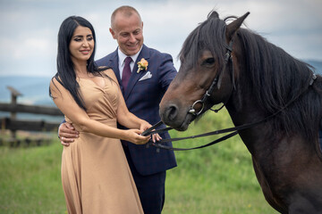 Obraz premium young woman and horse