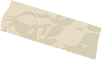 Flat design art is showing crumpled beige paper with creased texture, transparent background