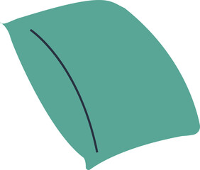 Stylized botanical leaf is showing central vein in flat design on transparent background