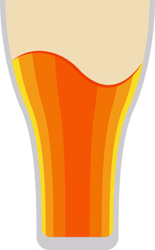 Naklejki Illustration is showing pint glass with amber beer and frothy head in transparent flat design