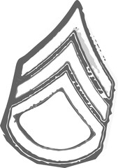 showing vector art with layered abstract teardrop and three offset rings floating on transparency