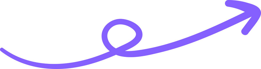 Stylized purple-blue curved arrow graphic is looping on transparent background, highlighting curve