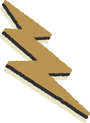 3D lightning bolt shape is appearing on transparent backdrop, showing mustard charcoal cream layers