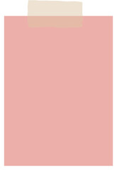 Flat design showing salmon note sheet being taped with beige tape on transparent canvas, copy space