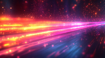 Obraz premium Light streaks speeding through sparkling particles in dark space for digital backgrounds