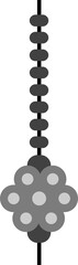 Beaded flower pendant is hanging on thin black cord in flat vector on transparent background
