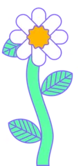 Fotobehang Minimalist vector flower is showing white petals green stem striped leaves on transparent backdrop © vectorfusionart