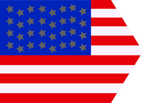 Naklejki US flag arrow is showing flat style with gray stars, red-white stripes on transparent background