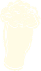 Displaying sketch-style minimalist pint glass with billowy foam head on transparent background