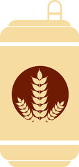 Can-shaped container is featuring pull-tab and wheat emblem in flat vector, transparent background