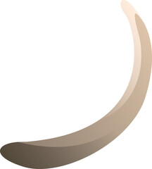 Displaying flat design boomerang shape on transparent canvas with gradient from dark brown to beige