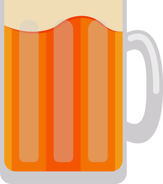 Naklejki Stylized beer mug icon is displaying foamy head in flat illustration on transparent background
