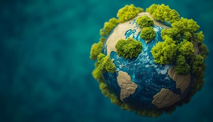 Fototapeta premium Model of earth with lush vegetation.