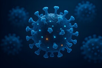 3D Render of New COVID-19 JN.1 Variant Floating in Scientific Blue Background