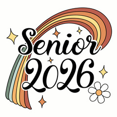 Retro rainbow senior 2026 graduation design