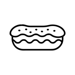 Caramel Eclair Outline Icon Vector Illustration