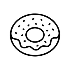 Frosted Donut Outline Icon Vector Illustration
