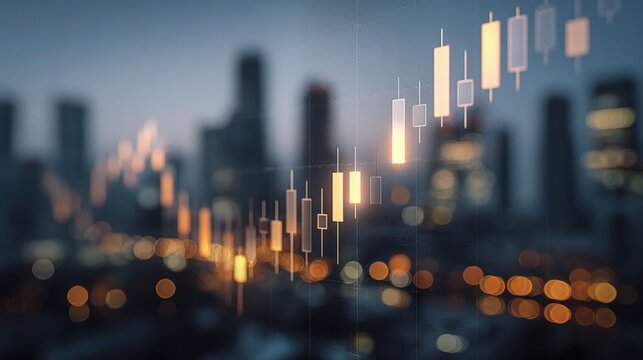 Dynamic Digital Forex Trading Chart with Translucent Candles