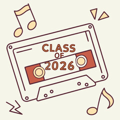 Class of 2026 cassette tape graduation design