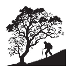 Nature's embrace: a loving couple's silhouette with their child and a tree in a vibrant spring park, illustrating family happiness