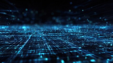 Obraz premium Abstract Blue Cyberspace Grid with Streaming Data and Digital Vibes