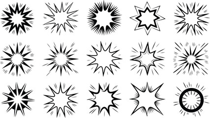 Comic Explosion Burst Elements Vector Set