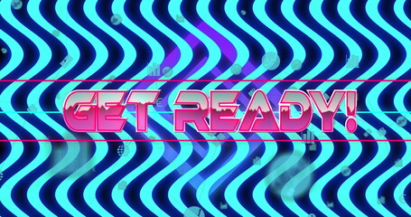 Displaying GET READY! text over glitch-tech screen, with icons of magnifying glass and laptop