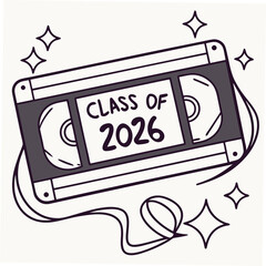 Fototapeta premium Class of 2026 vhs tape graduation design element