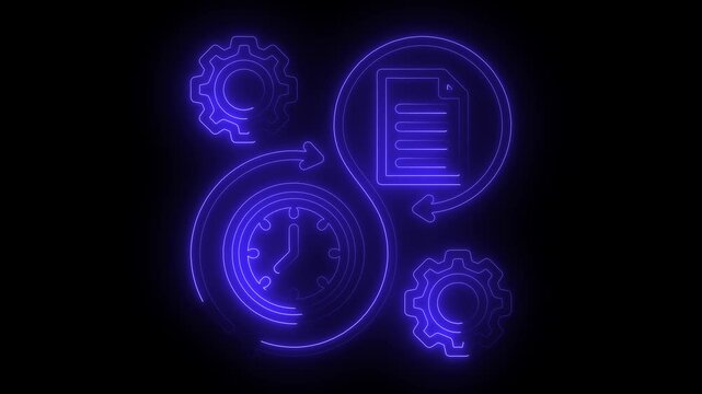 Business efficiency concept, how much a company or organization can produce as it to time notebook setting cost and quality motion graphics.