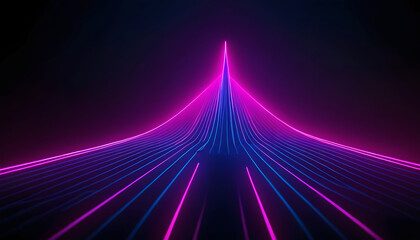 3d render illustration, abstract minimal neon background, pink  blue neon lines going up, cyber space. laser show.  futuristic wallpaper, generated by Ai.
