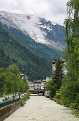 Arve river in the Alps, Chamonix, Mont Blanc, Haute Savoie, France, Europe