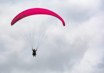 Paragliding near Mont Blanc Massif, Chamonix, France, Europe	