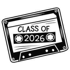 Class of 2026 cassette tape graduation design element