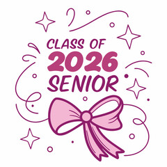 Class of 2026 senior year pink bow design