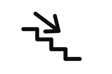 Black and white stair image with handrail, steps, and shadows, isolated on transparent background.