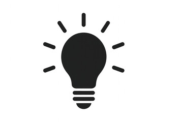 Bright yellow light bulb icon with filament inside, representing idea or creativity, isolated on transparent background.