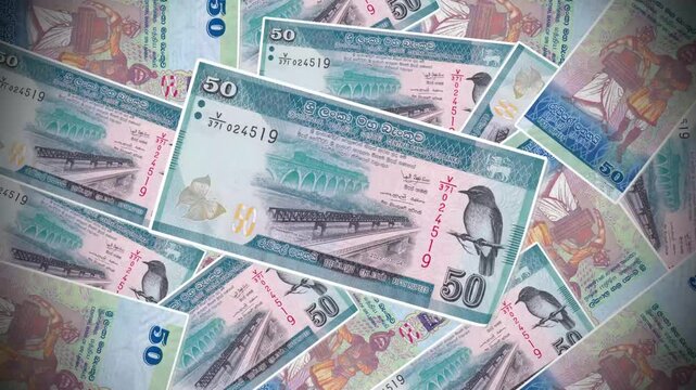 Sri Lankan Rupee Fifty Banknote Animation