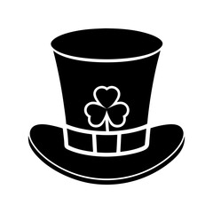 green top hat with shamrock vector art silhouette