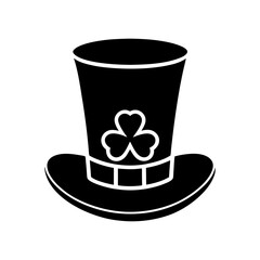 green top hat with shamrock vector art silhouette