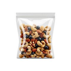 Transparent Resealable Bag of Mixed Nuts and Dried Blueberries