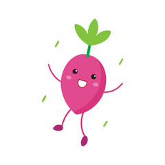 Cartoon Radish Characters Dancing Illustration
