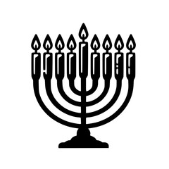 Menorah with candles black SVG