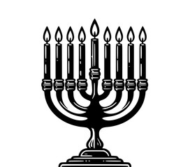 Menorah with candles black SVG