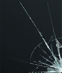 hole broken glass on transparent background
