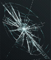 hole broken glass on transparent background