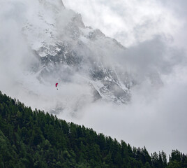 Paragliding near Mont Blanc Massif, Chamonix, France, Europe	