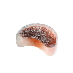 Single Delicious Crescent-Shaped Jelly Candy with Sugar Coating, Close-Up Studio Shot on Black