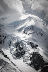 Mont Blanc du Tacul (4248m), surrounded by stormy clouds, Mont Blanc massif, Haute Savoie, France, Europe