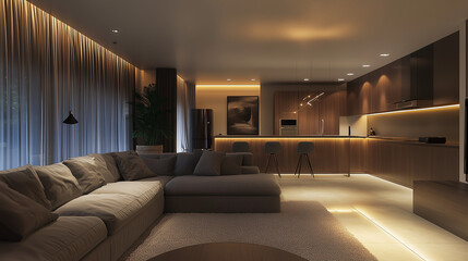 Luxury Apartment Interior with Soft Lighting 