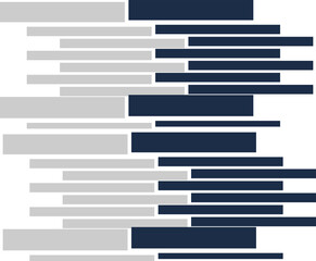 Abstract diagram with horizontal gray and dark blue stripes. Minimalist design ideal for data comparison, statistics, analytics, business reports, and marketing visuals